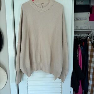 Free People Cream Crew Neck Sweater